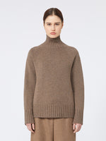 Wool and cashmere yarn polo-neck sweater