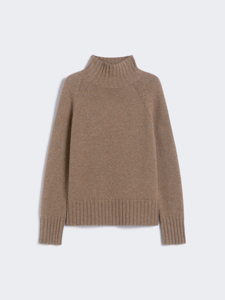 Wool and cashmere yarn polo-neck sweater