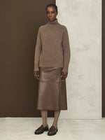 Wool and cashmere yarn polo-neck sweater