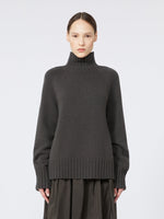 Wool and cashmere yarn polo-neck sweater