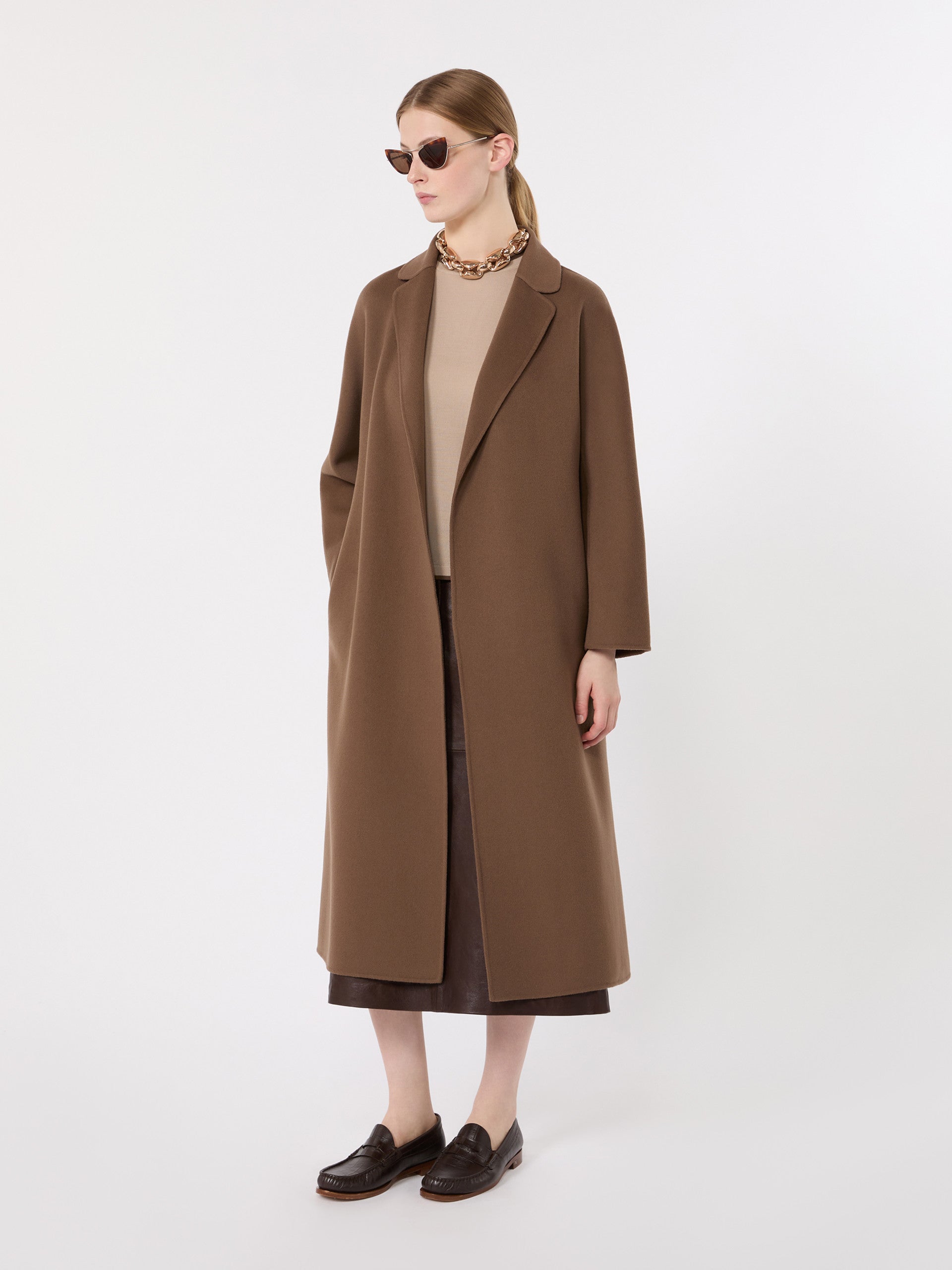 Short-Sleeved Woollen Yarn Jumper for Women - Beige - Max Mara KSA