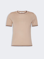 Short-Sleeved Woollen Yarn Jumper for Women - Beige - Max Mara KSA