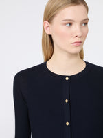 Woollen Yarn Cropped Cardigan for Women - Ultramarine - Max Mara KSA