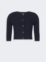Woollen Yarn Cropped Cardigan for Women - Ultramarine - Max Mara KSA