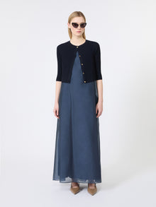 Woollen Yarn Cropped Cardigan for Women - Ultramarine - Max Mara KSA