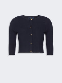 Woollen Yarn Cropped Cardigan for Women - Ultramarine - Max Mara KSA