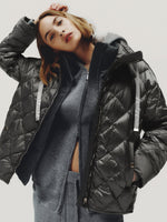 Short Water-Repellent Canvas Down Jacket for Women - Dark Grey - Max Mara KSA