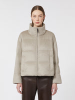 Water-Repellent Canvas And Camel Down Jacket for Women - Sand - Max Mara KSA