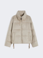 Water-Repellent Canvas And Camel Down Jacket for Women - Sand - Max Mara KSA