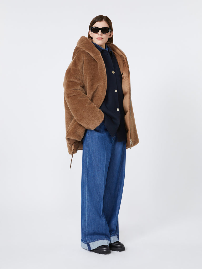 Reversible alpaca and wool padded jacket