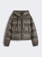 Cropped down jacket in water-repellent technical fabric
