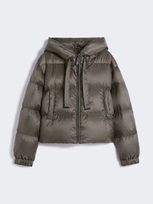 Cropped down jacket in water-repellent technical fabric