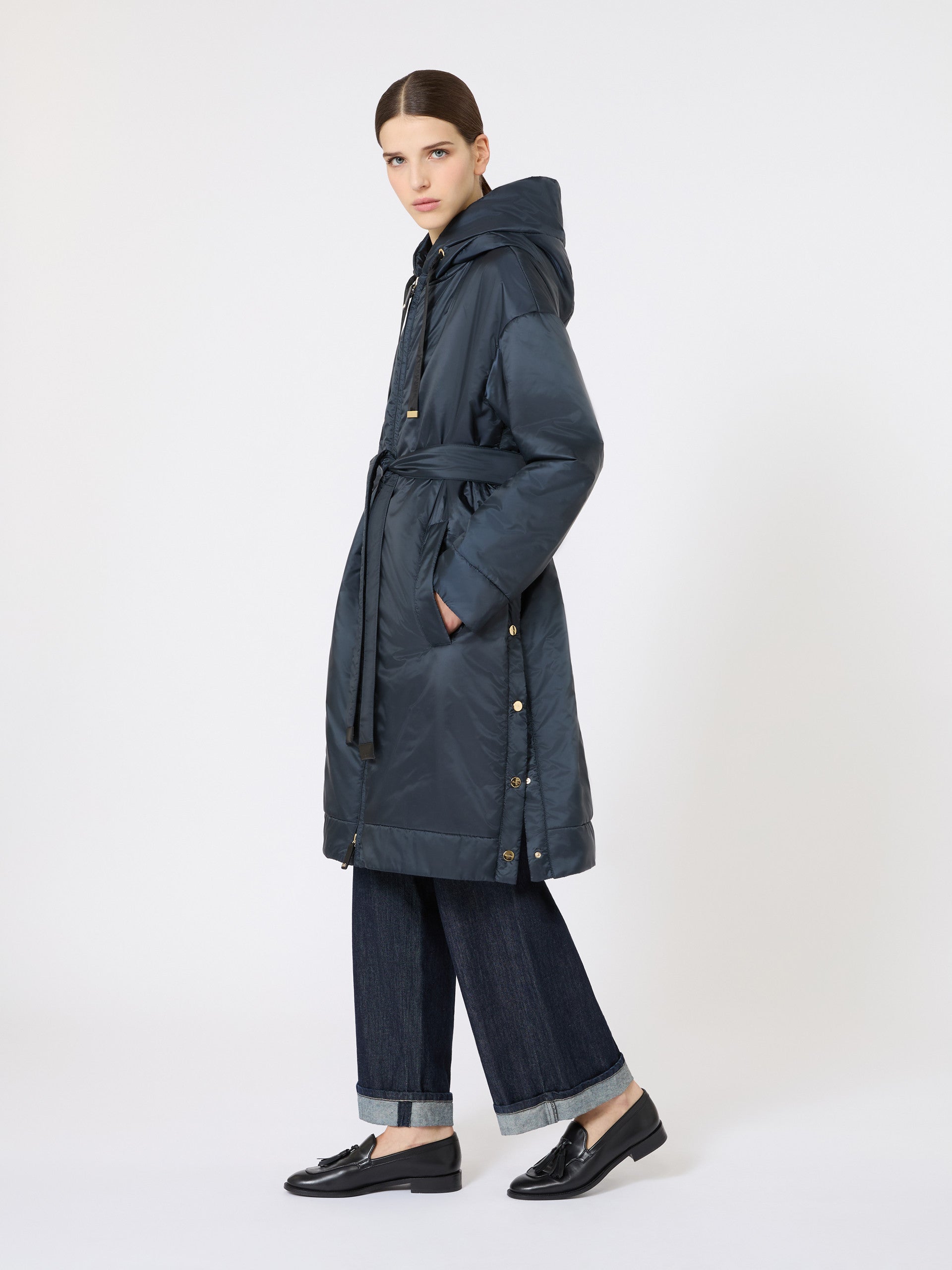 Water-Repellent Canvas Padded Parka for Women - Midnightblue - Max Mara KSA