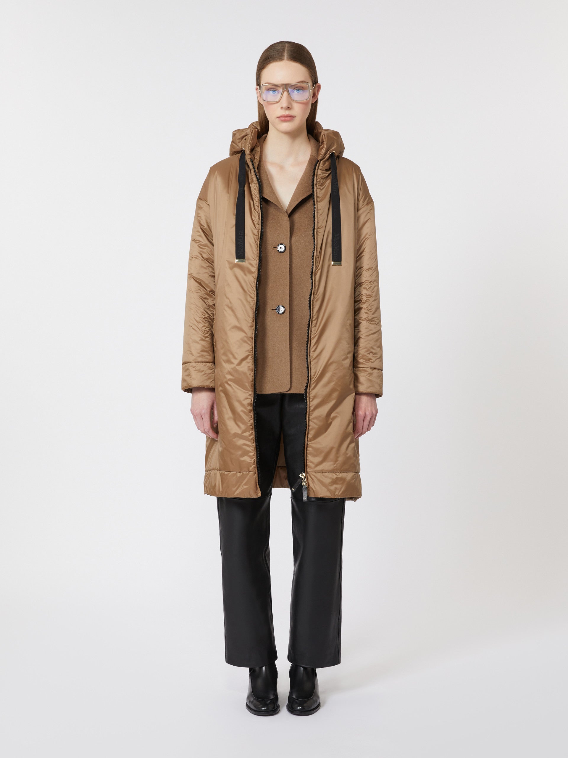 Water-Repellent Canvas Padded Parka for Women - Camel - Max Mara KSA