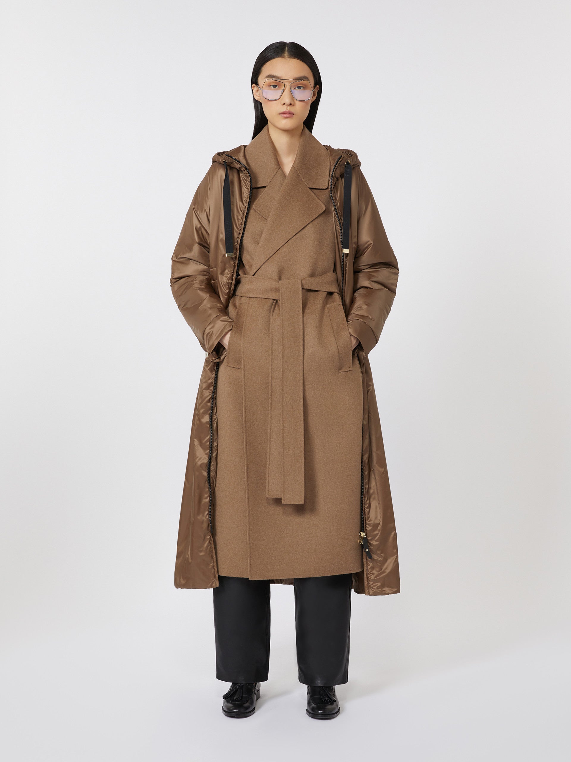 Long water-repellent canvas padded parka