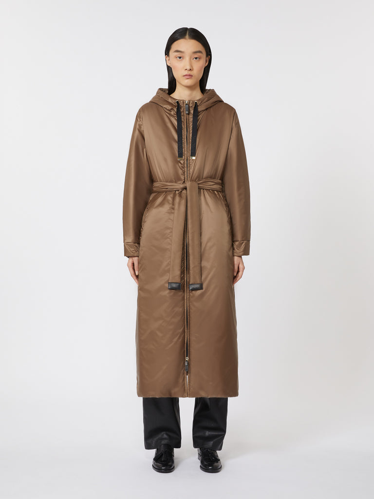 Long water-repellent canvas padded parka