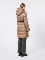 Midi down jacket in water-repellent technical fabric