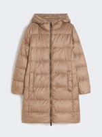 Midi down jacket in water-repellent technical fabric