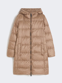 Midi down jacket in water-repellent technical fabric