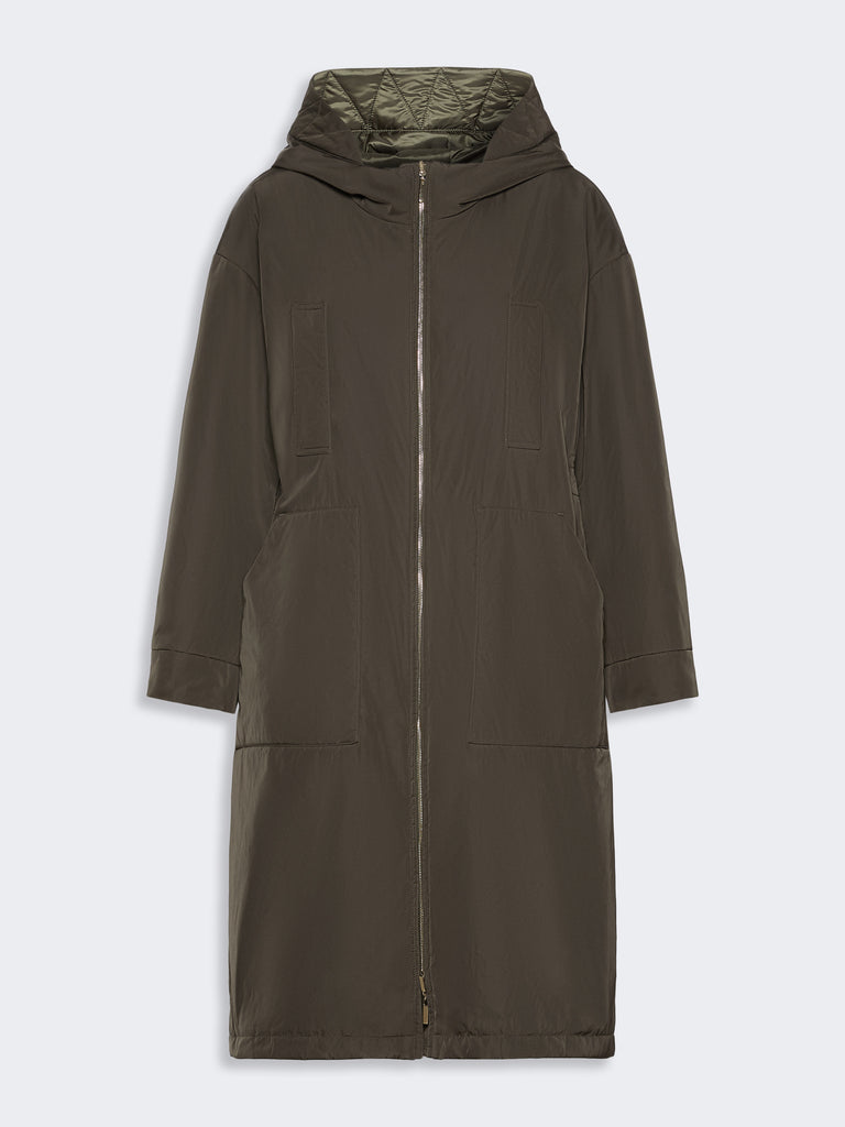 max mara long, reversible padded parka in radzmir and water-repellent canvas