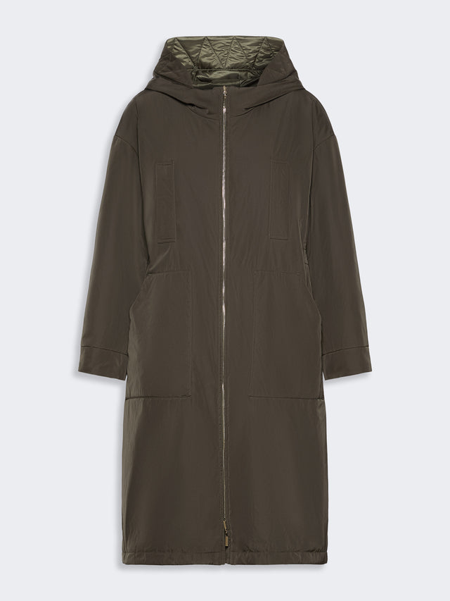 Long, Reversible Padded Parka In Radzmir And Water-Repellent Canvas for Women - Kaki - Max Mara KSA