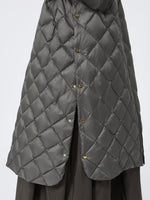Long quilted down jacket in water-repellent fabric