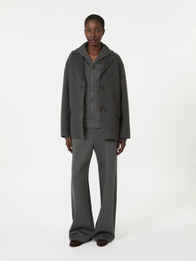 Wide Double Jersey Trousers for Women - Dark Grey - Max Mara KSA