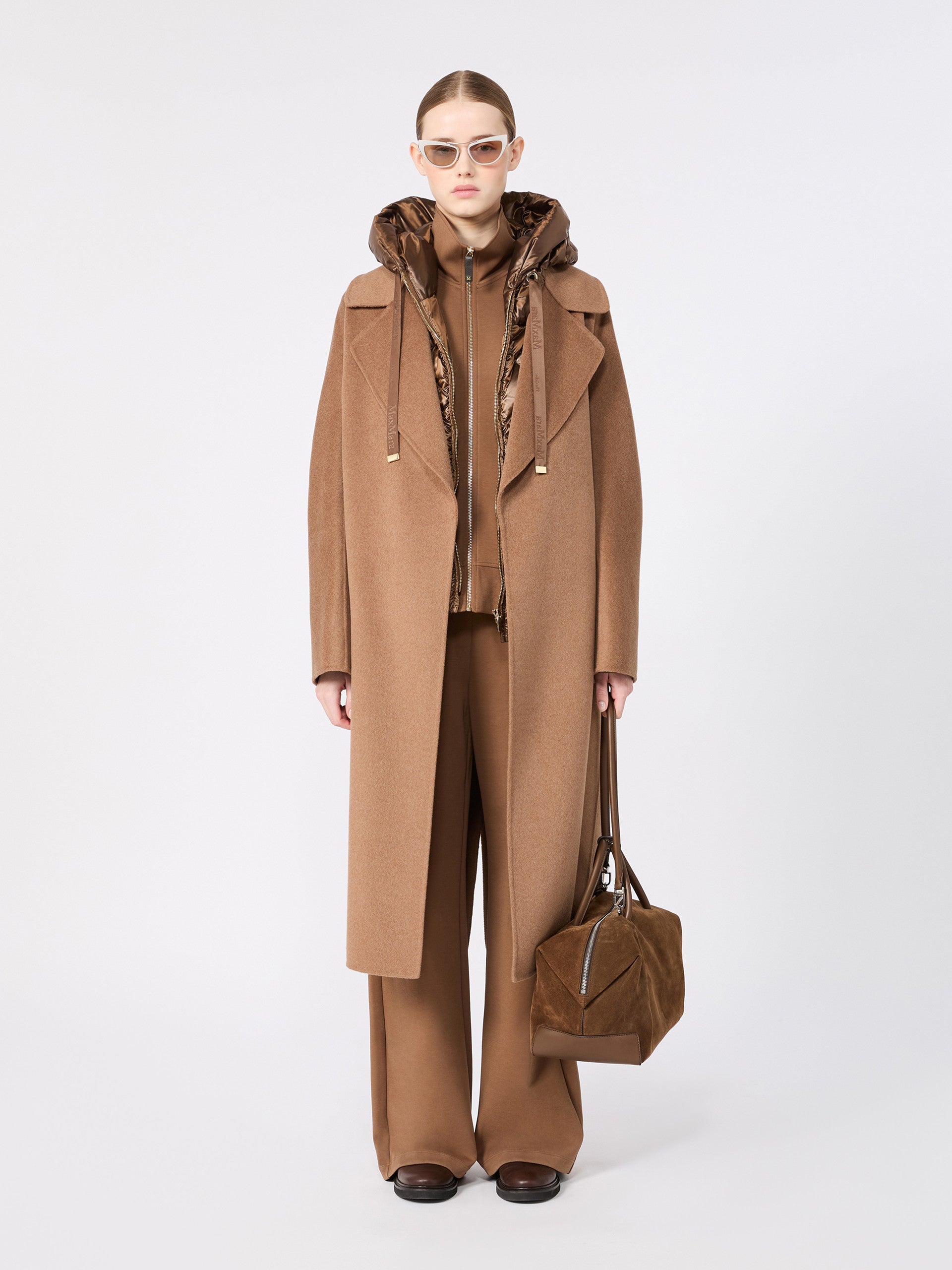 Wide Double Jersey Trousers for Women - Camel - Max Mara KSA