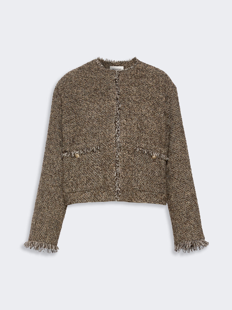 max mara wool blend bouclé boxy jacket
