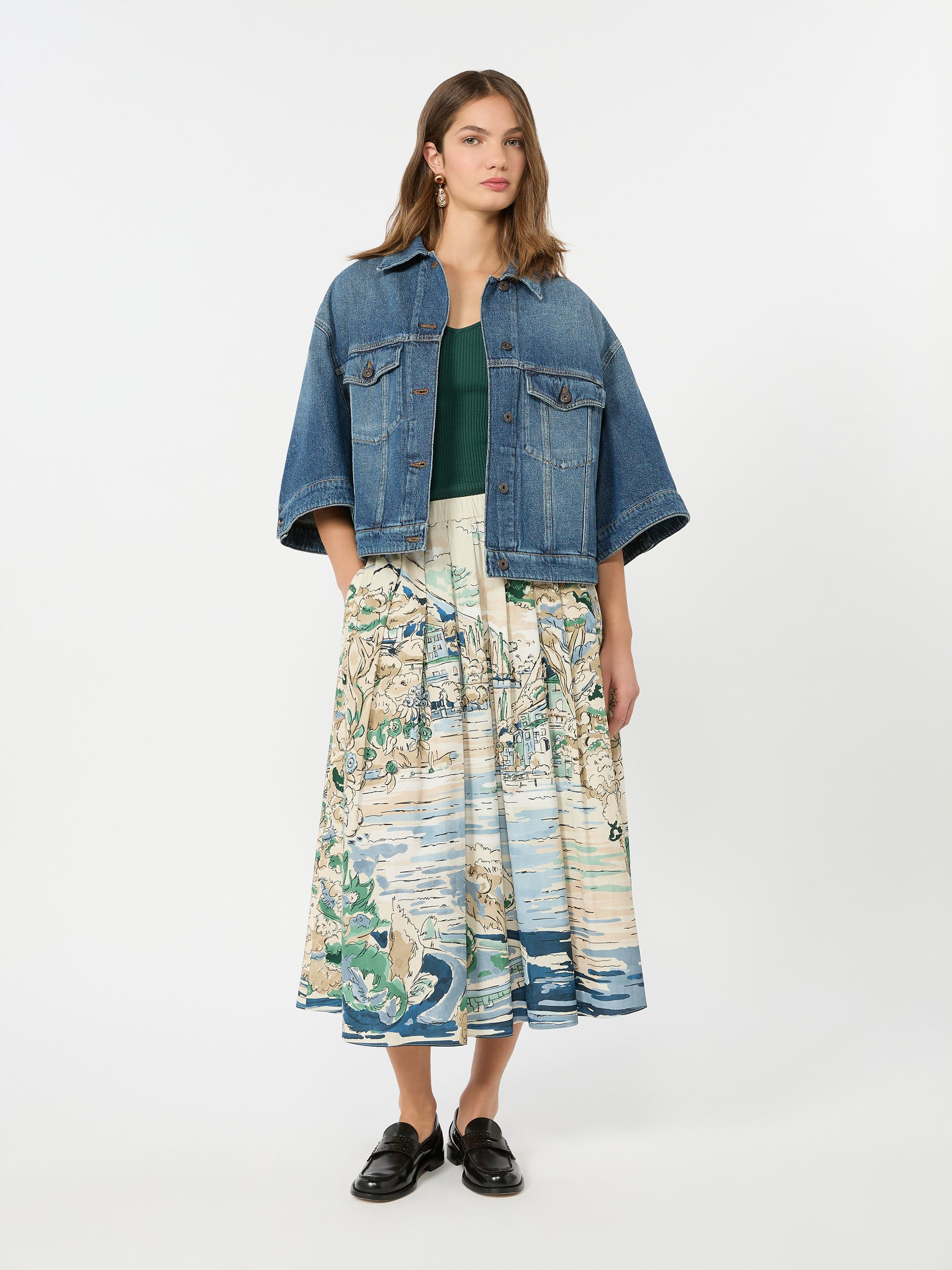 Max Mara Pleated printed poplin skirt for Women