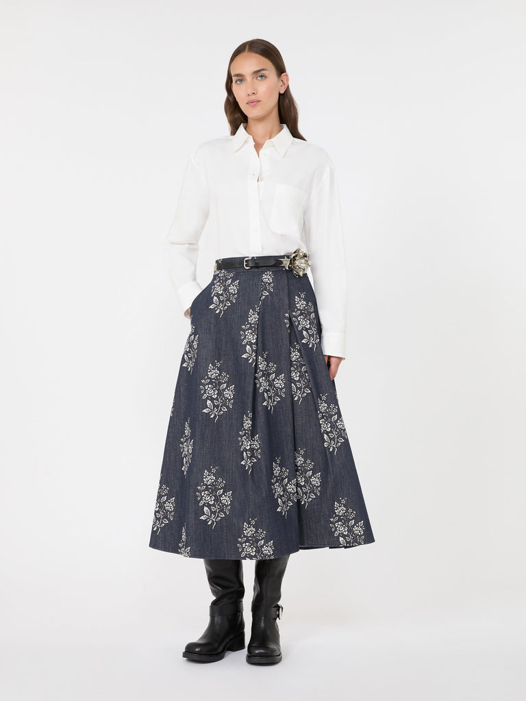 max mara pleated printed cotton skirt