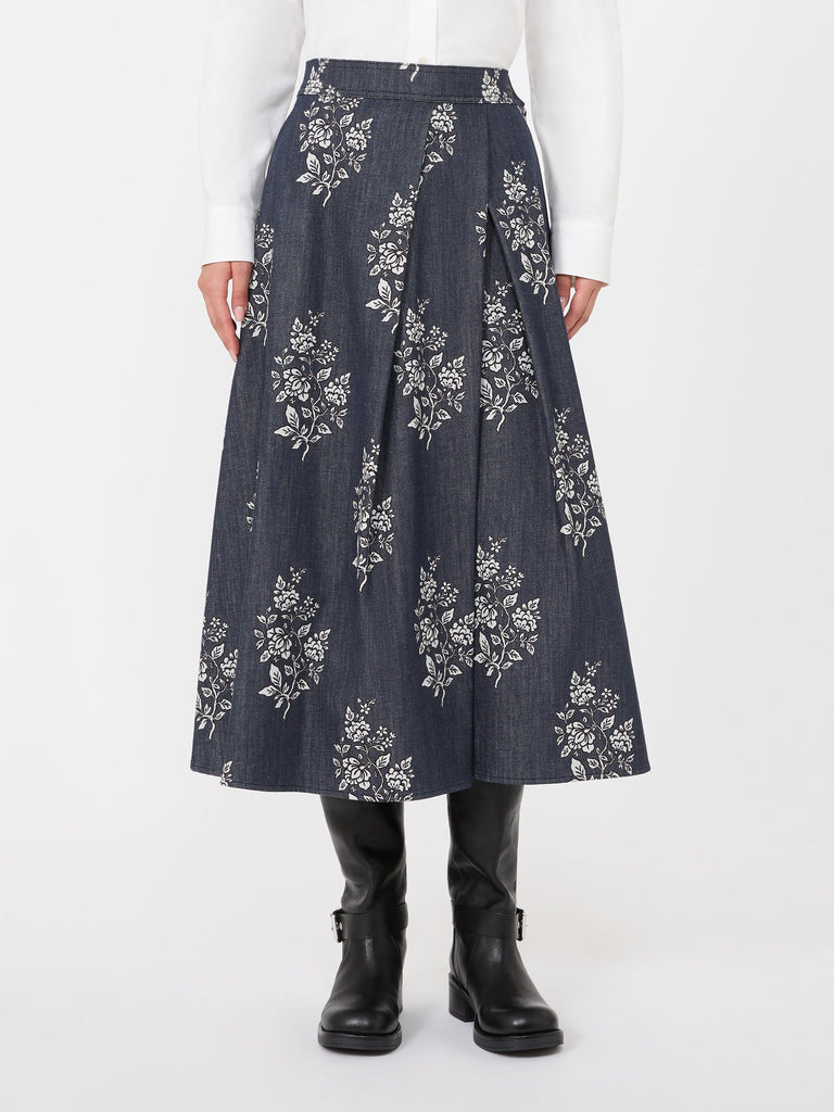 max mara pleated printed cotton skirt