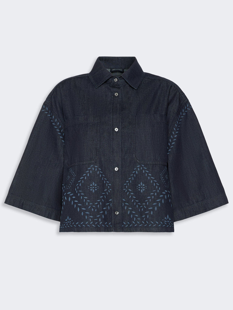 max mara boxy shirt in laser-treated cotton denim