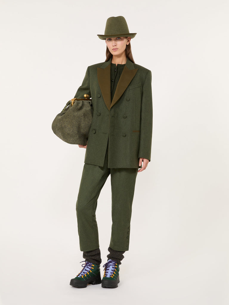 max mara mélange wool-blend cropped trousers