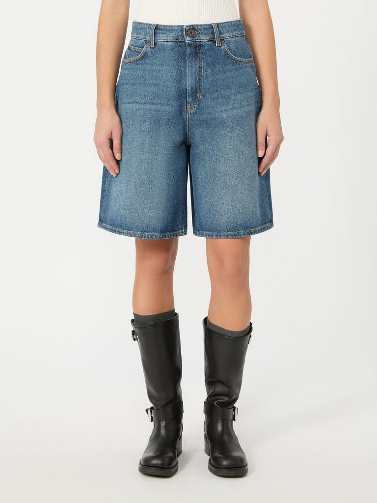 max mara cotton denim bermuda shorts