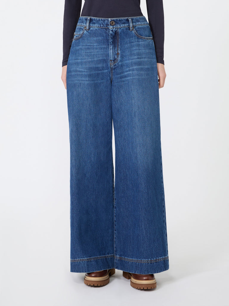 max mara cotton denim wide-leg jeans
