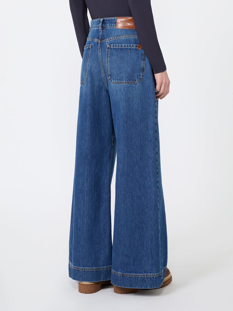 max mara cotton denim wide-leg jeans