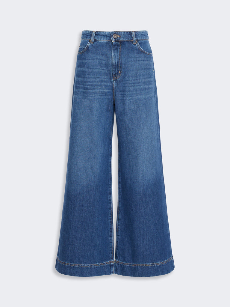 max mara cotton denim wide-leg jeans