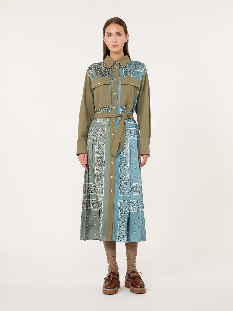 max mara فستان بتصميم قميص من التويل والبوبلين مزين بطبعة