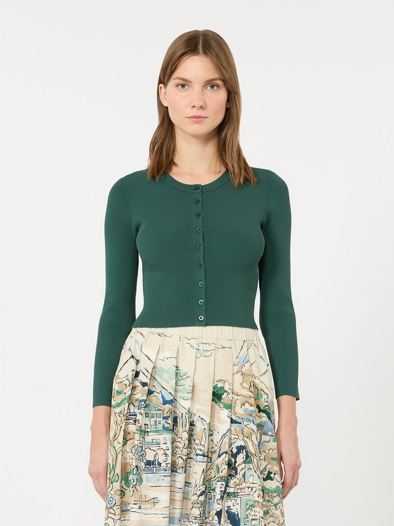 max mara fine rib-knit viscose yarn cardigan