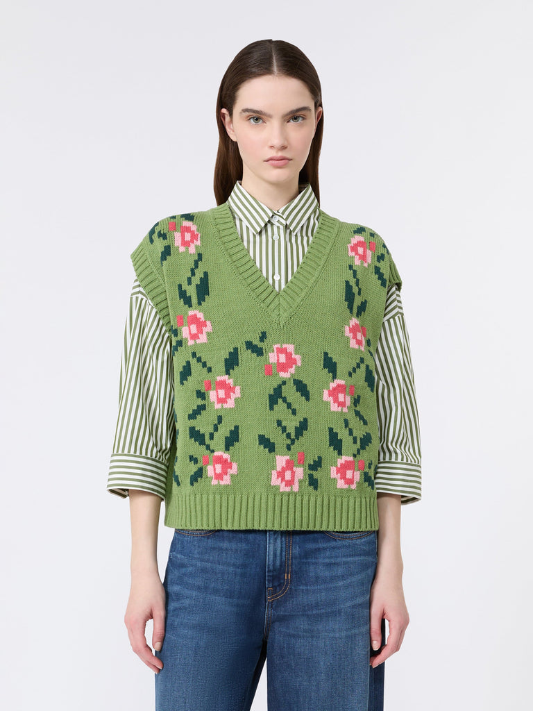 max mara inlaid cotton-blend gilet
