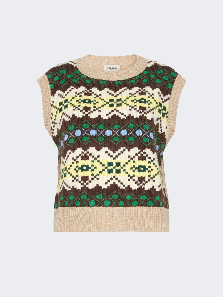 max mara jacquard wool yarn gilet