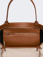 Max Mara Plain-weave fabric and leather shopping bag for Women