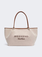 Max Mara Plain-weave fabric and leather shopping bag for Women