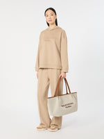 Max Mara Plain-weave fabric and leather shopping bag for Women