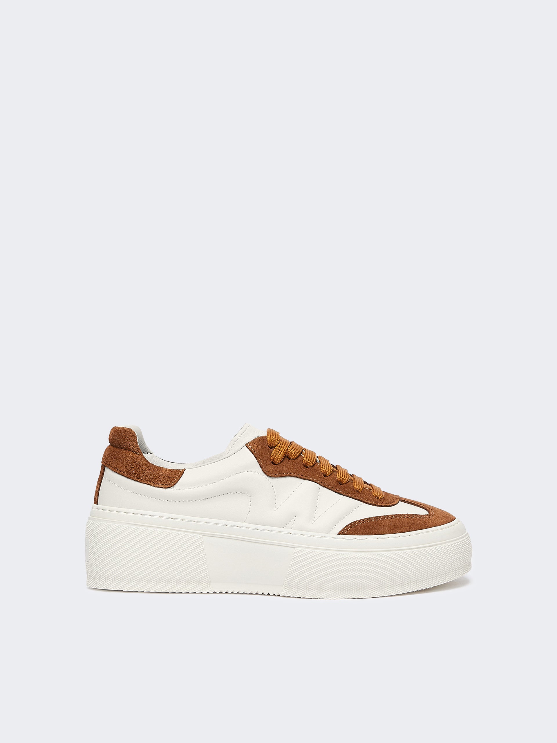 Leather Platform Trainers for Women - Tobacco - Max Mara KSA